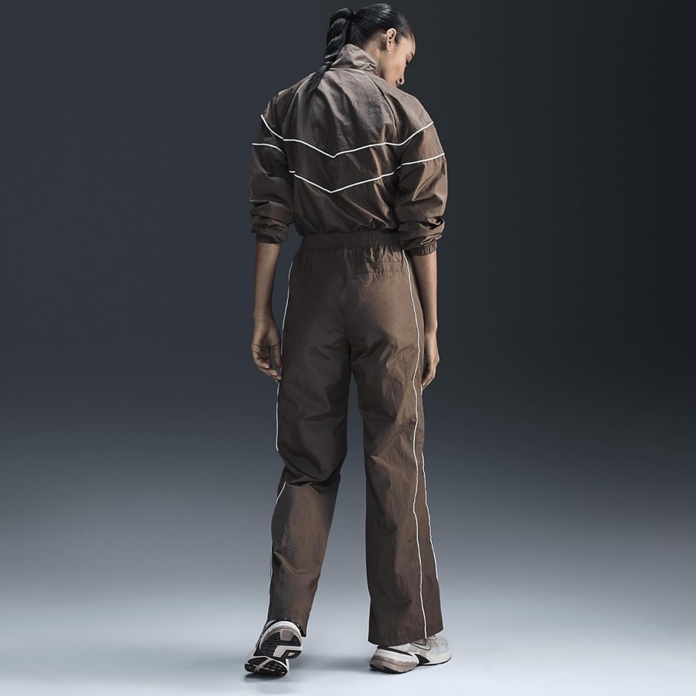 Nike Brown Women's Track Pants with White Piping